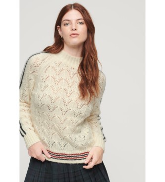 Superdry Pointelle knitted jumper beige