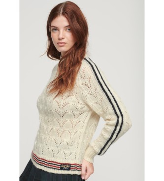 Superdry Pointelle knitted jumper beige