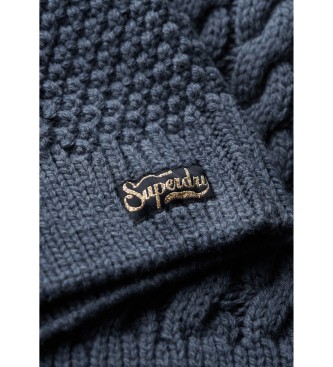 Superdry Pull en tricot tress bleu d'Aran