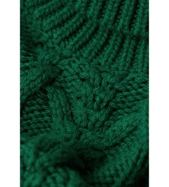 Superdry Gevlochten gebreide trui met groene polokraag