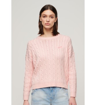 Superdry Jersey en punto trenzado Vintage rosa