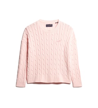 Superdry Braided knitted jumper Vintage pink