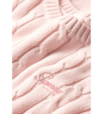 Superdry Jersey en punto trenzado Vintage rosa