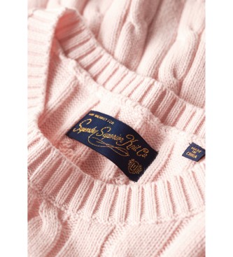 Superdry Jersey en punto trenzado Vintage rosa