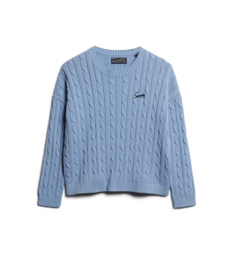 Superdry Blauer Vintage-Pullover aus Zopfstrick