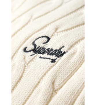 Superdry Jersey en punto trenzado Vintage blanco roto