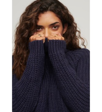 Superdry Jersey holgado de punto con cuello vuelto marino