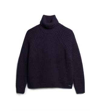 Superdry Jersey holgado de punto con cuello vuelto marino