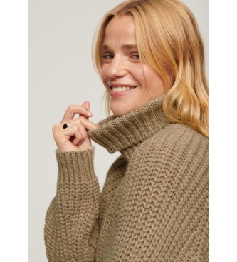 Superdry Jersey holgado de punto con cuello vuelto marrn