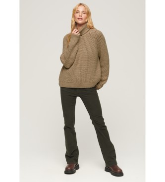 Superdry Jersey holgado de punto con cuello vuelto marrn