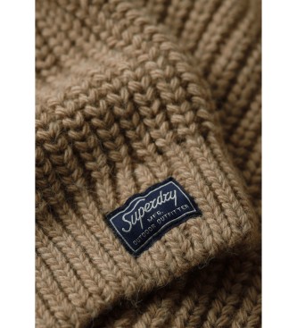 Superdry Jersey holgado de punto con cuello vuelto marrn
