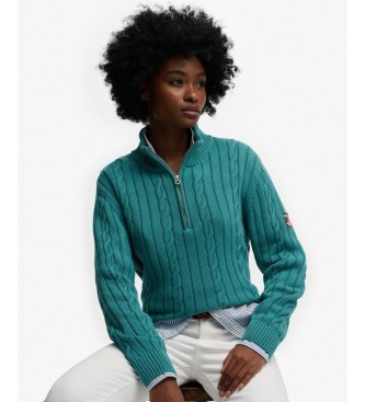 Superdry Maglia mezza zip Slouchy verde petrolio