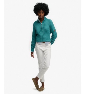 Superdry Maglia mezza zip Slouchy verde petrolio
