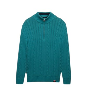 Superdry Maglia mezza zip Slouchy verde petrolio