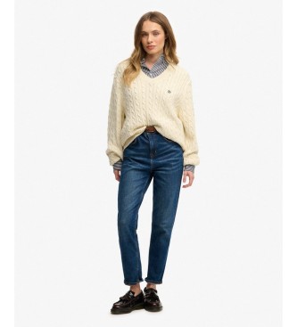 Superdry Maglione oversize a trecce color bianco sporco