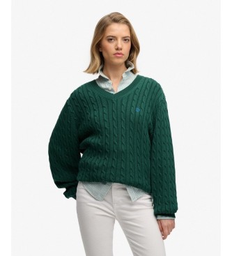 Superdry Maglia oversize a trecce verde