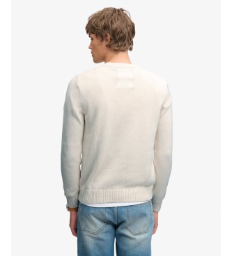 Superdry Pull Preppy en coton blanc cassé