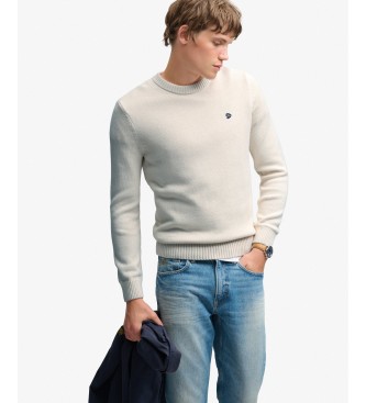 Superdry Pull Preppy en coton blanc cassé