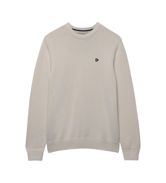 Superdry Pull Preppy en coton blanc cassé