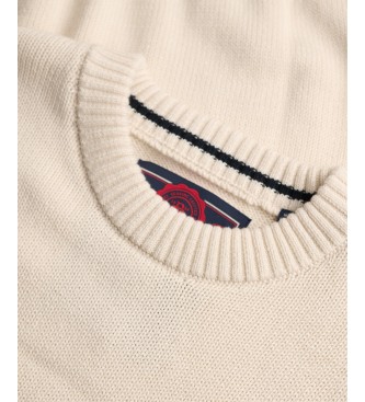 Superdry Pull Preppy en coton blanc cassé