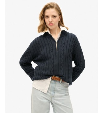 Superdry Marineblauwe Henley-rugbytrui