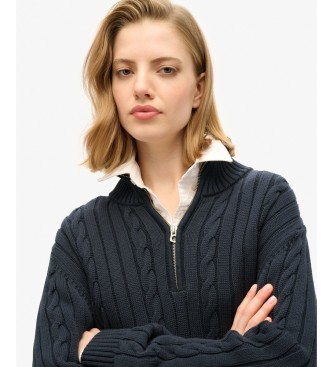 Superdry Marineblauwe Henley-rugbytrui