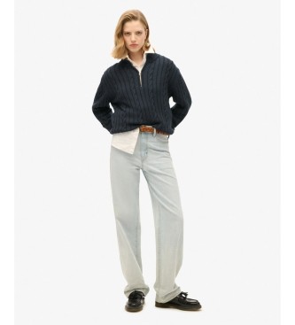 Superdry Marineblauwe Henley-rugbytrui