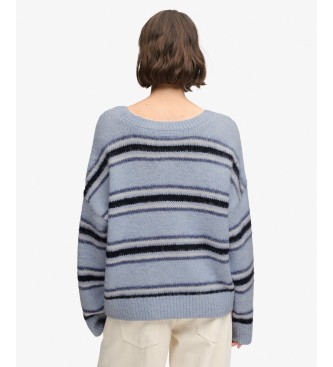 Superdry Bluza dresowa Slouchy w paski, szczotkowana, jasnoniebieska