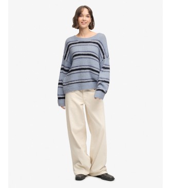 Superdry Bluza dresowa Slouchy w paski, szczotkowana, jasnoniebieska