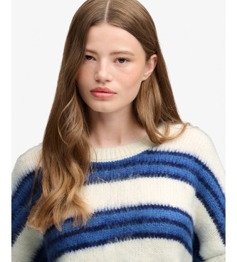 Superdry Rozci?gni?ty sweter w niebieskie paski, czesana bawe?na