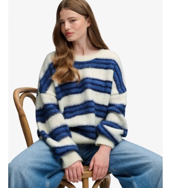 Superdry Rozci?gni?ty sweter w niebieskie paski, czesana bawe?na
