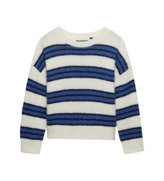 Superdry Rozci?gni?ty sweter w niebieskie paski, czesana bawe?na