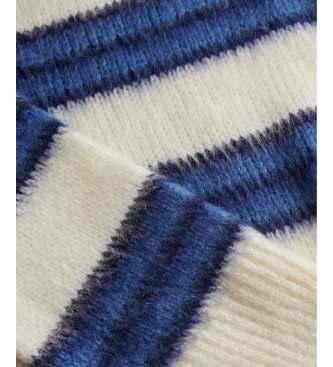 Superdry Rozci?gni?ty sweter w niebieskie paski, czesana bawe?na