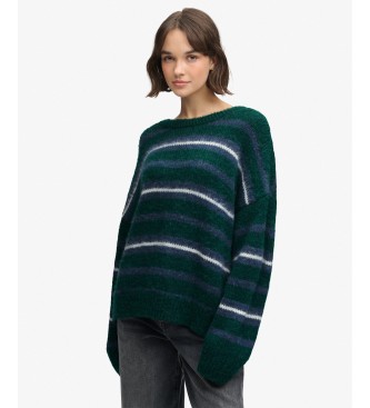 Superdry Pull ample à rayures brossées vert