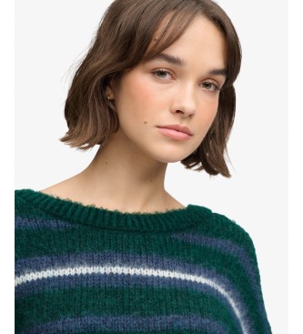 Superdry Pull ample à rayures brossées vert