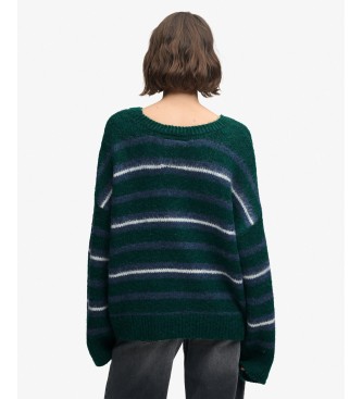 Superdry Pull ample à rayures brossées vert