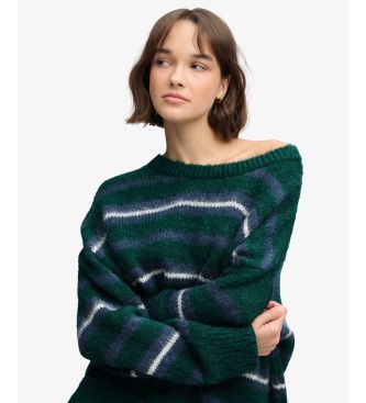 Superdry Pull ample à rayures brossées vert