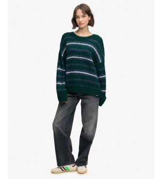 Superdry Pull ample à rayures brossées vert
