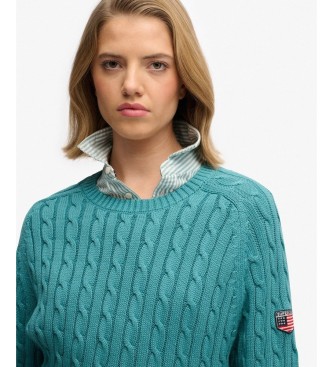 Superdry Maglione slouchy a trecce turchese