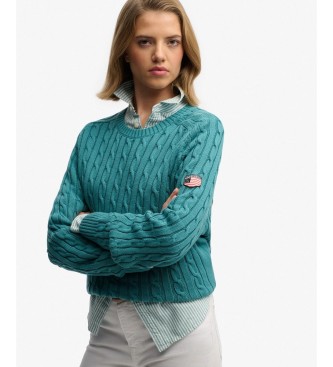Superdry Maglione slouchy a trecce turchese