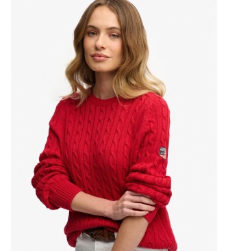 Superdry Maglia a trecce morbida rossa