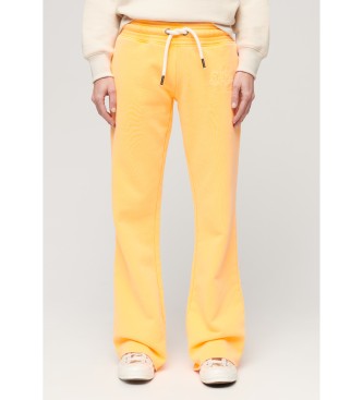 Superdry Rozkloszowane spodnie jogger neonowożółte
