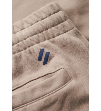 Superdry Spodnie jogger z logo Sportswear brązowe