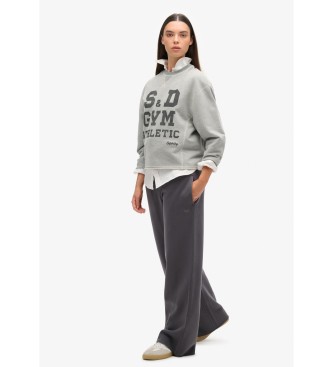 Superdry Pantaloni jogger dritti effetto lavato grigio