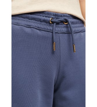 Superdry Spodnie jogger proste z logo Essential niebieskie