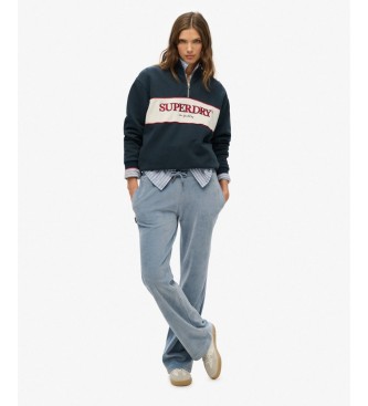Superdry Pantalon de jogging en velours à jambes larges, bleu
