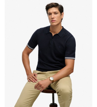 Superdry Texture navy polo shirt