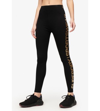 Superdry Legging met hoge taille Sportswear zwart