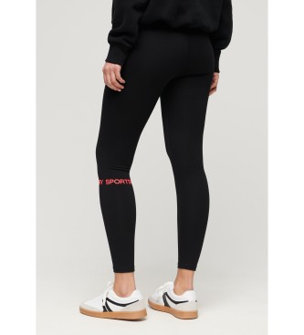 Superdry Legging met hoge taille Sportswear zwart