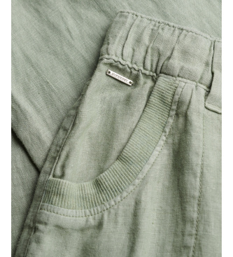 Superdry Pantalon � taille basse en lin vert